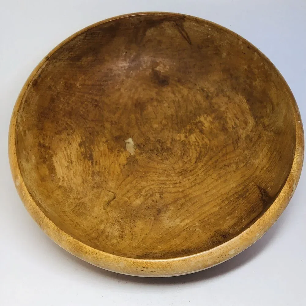 Antique Vintage Round Wooden Fruit / Salad / Dough Bowl, 11